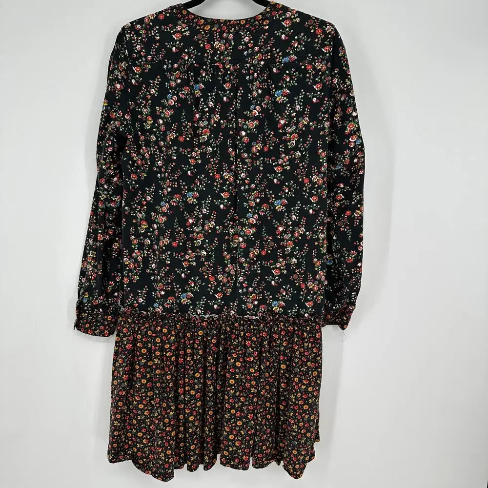 Anthropologie Maeve Marlie Button-Front Chambray Tunic Mini Floral Womens 6